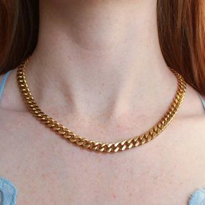 Necklace thick gold chain Steel Curb Chain, 8mm Gold Cuban Chain Necklace